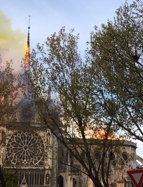 В Париже из-за пожара упал шпиль Нотр-Дама, появилось видео