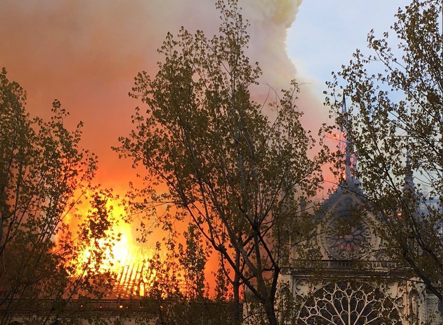У Парижі через пожежу впав шпиль Нотр-Дама, з'явилося відео