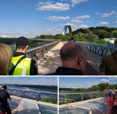 Міст Кличко в Києві закрили через добу після відкриття через ''диверсію''. Фото