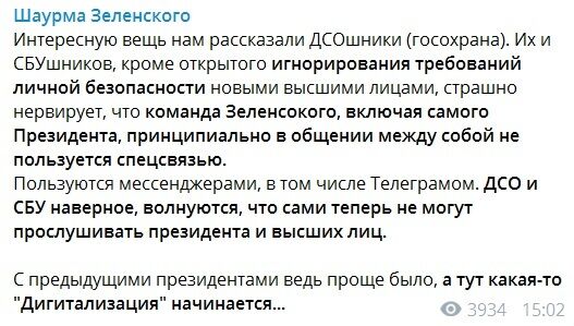 СБУ і Держохорона моторошно зляться на Зеленського через Telegram