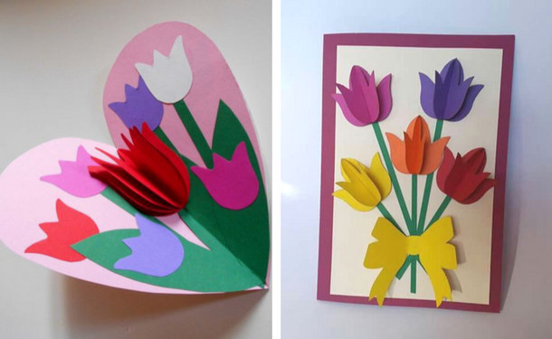 Как сделать простые и красивые открытки для поздравления с 8 марта своими руками