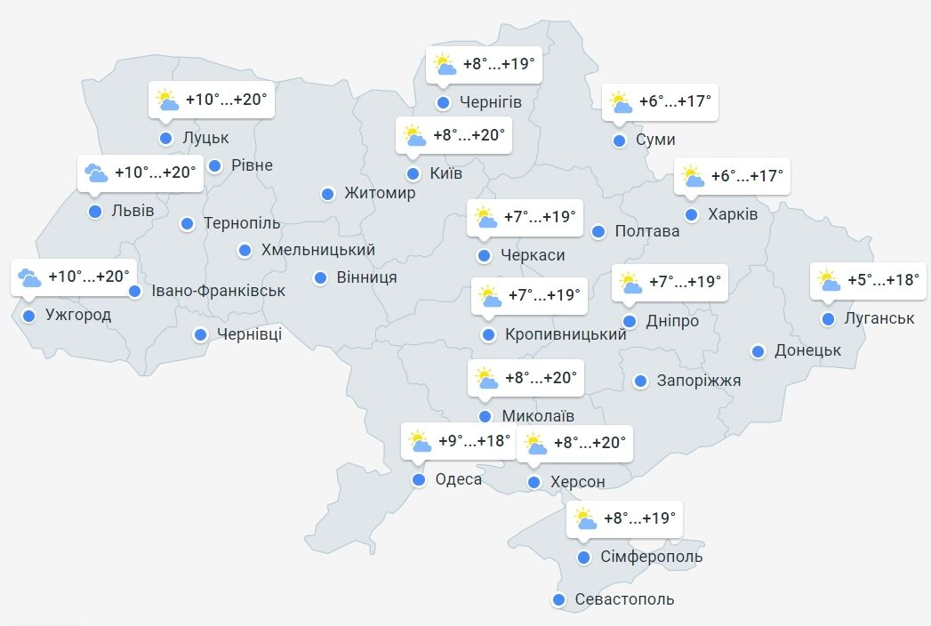 Прогноз погоды в Украине на 18 октября