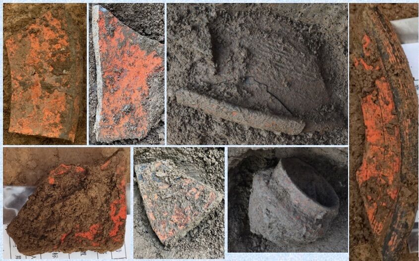 Остатки керамики, обнаруженные на северной оконечности стоянки Эрлитоу в уезде Яньши провинции Хэнань, центральный Китай