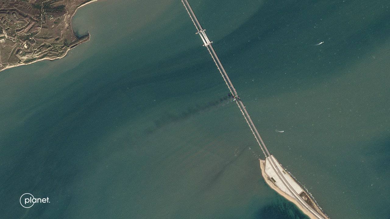 Крымский мост 8 октября – спутниковые фото