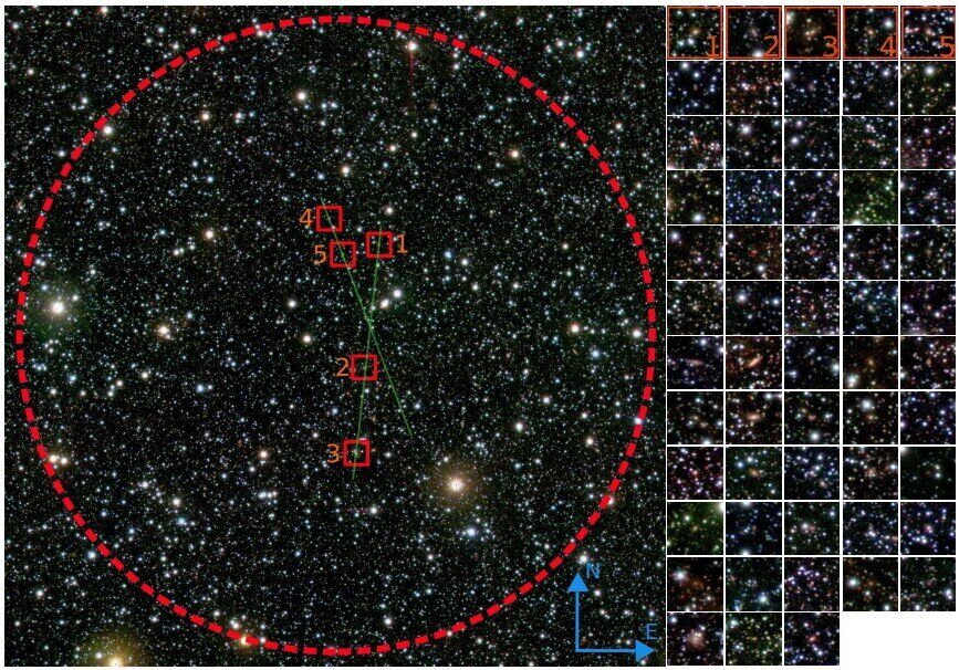 Близько 58 галактик, які ''ховаються'' за частиною Чумацького Шляху