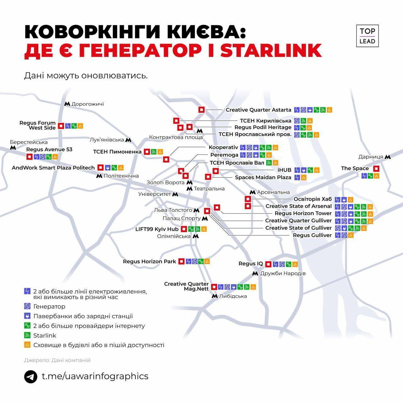В Киеве появилась карта коворкингов, где можно поработать во время отключений (фото)