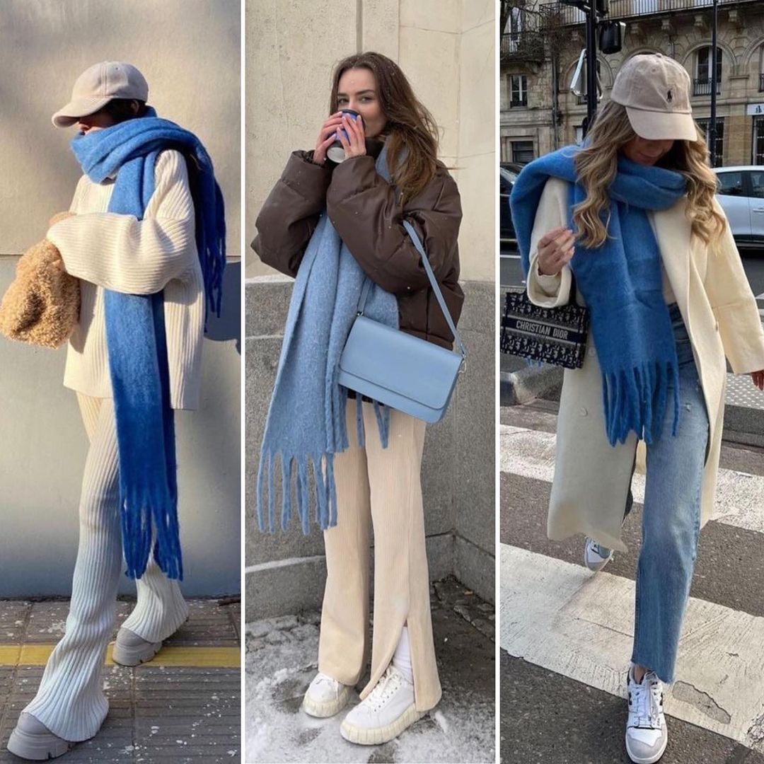 Модные тренды зима 2023 - как выбрать стильный шарф на зиму - купить шарф объемный на зиму