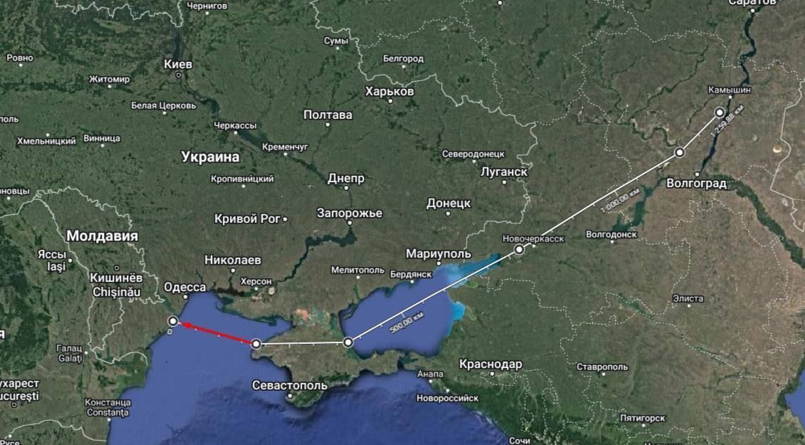 Место откуда наносились ракетные удары по Одесской области