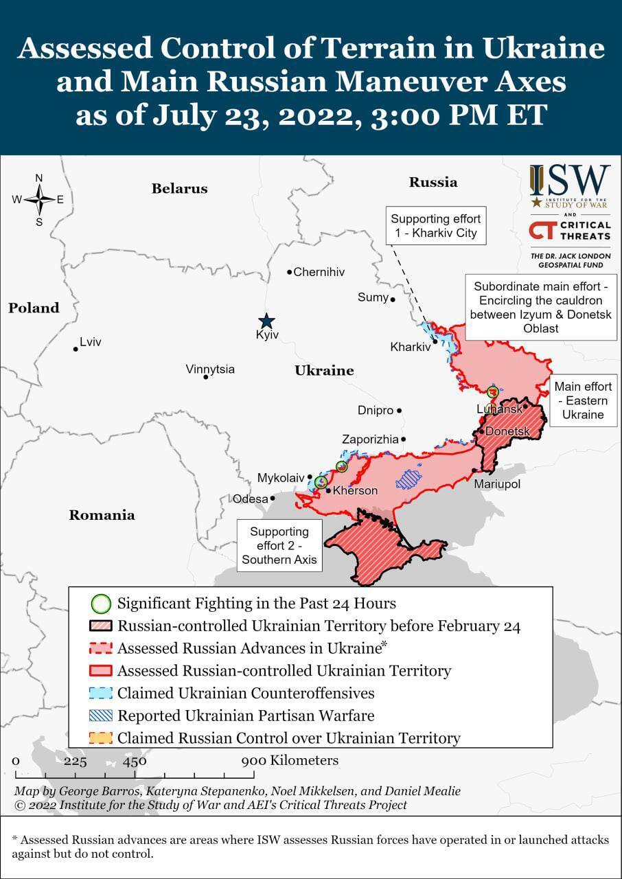 Мапа бойових подій станом на 23 липня – ISW