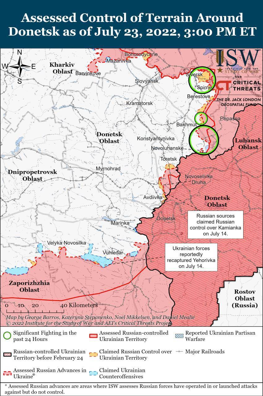 Карта боевых событий состоянием на 23 июля – ISW