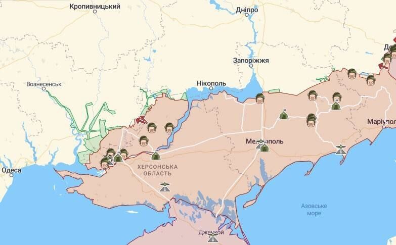 Мапа бойових подій на Херсонищні на 28.07.2022