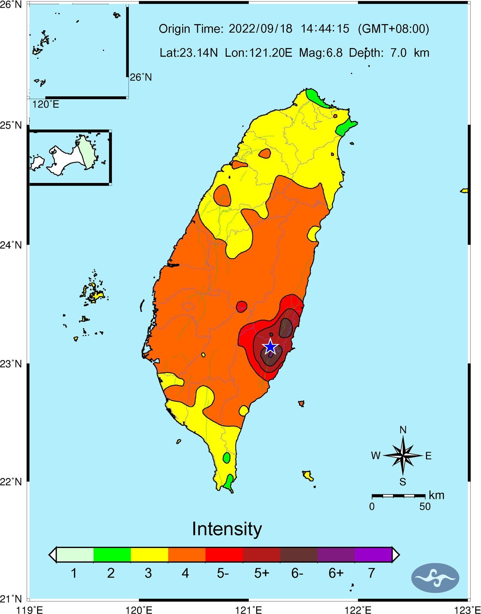 Сильное землетрясение на Тайване