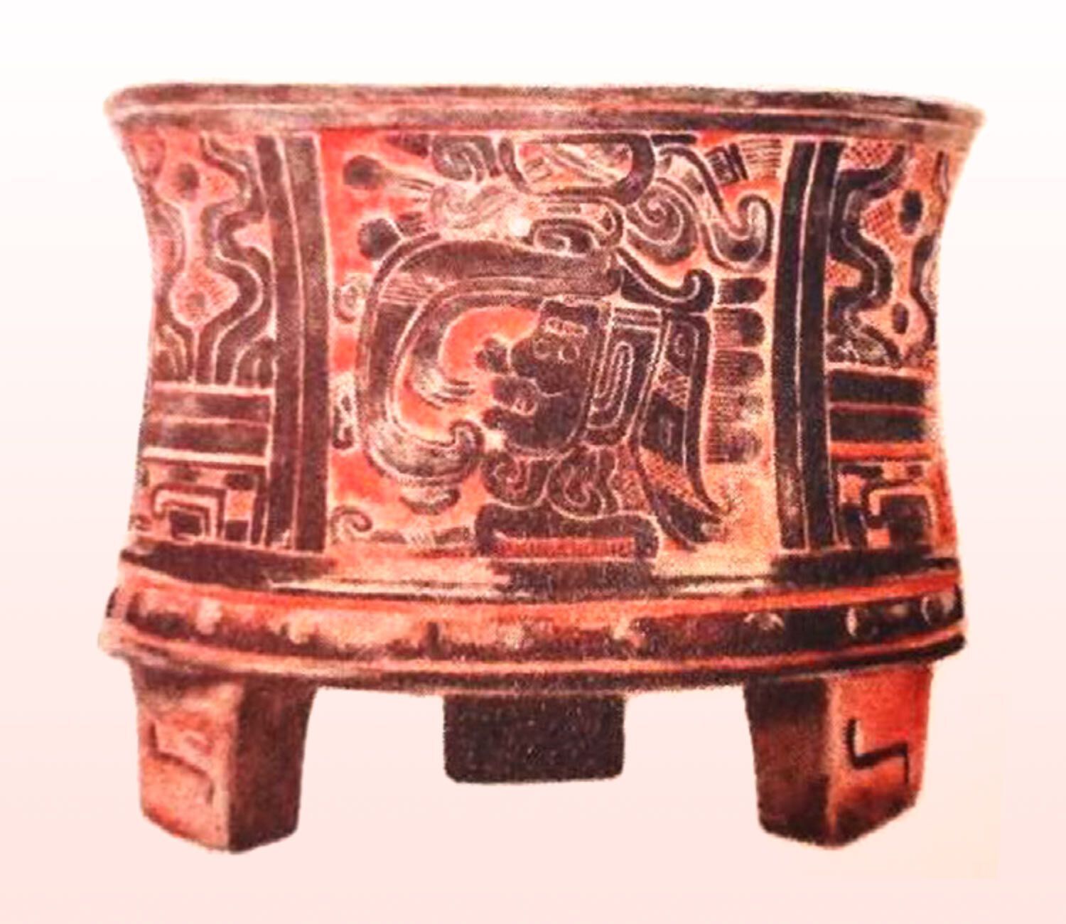 Посудина, розписана кіновар’ю, з стоянки майя Камінальхуйю на півдні Гватемали