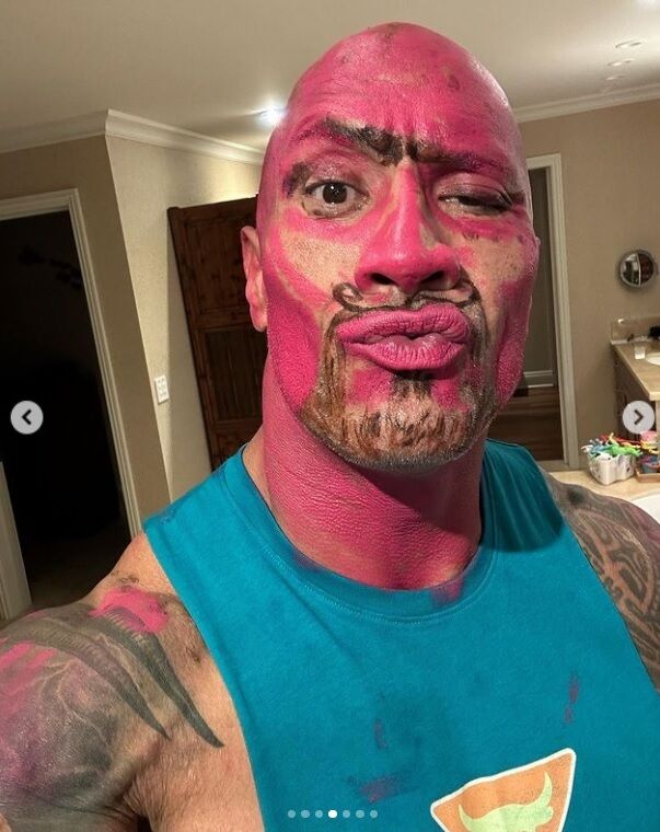 Watch: Dwayne Johnson gets pink face paint in daughters' makeover