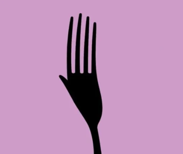 Palm or fork? The first thing you see in the image will point you in the right direction