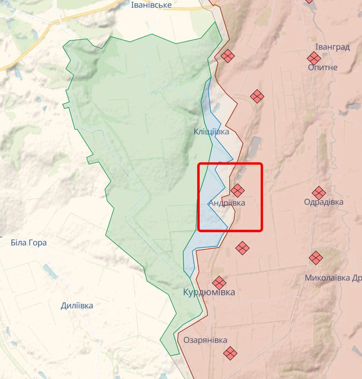 Сили оборони України деокупували Андріївку в Донецькій області. Карта фронту