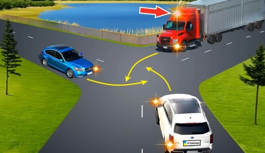 Как разъехаться на перекрестке водителям, если все они имеют препятствие справа: интересная задача по ПДД