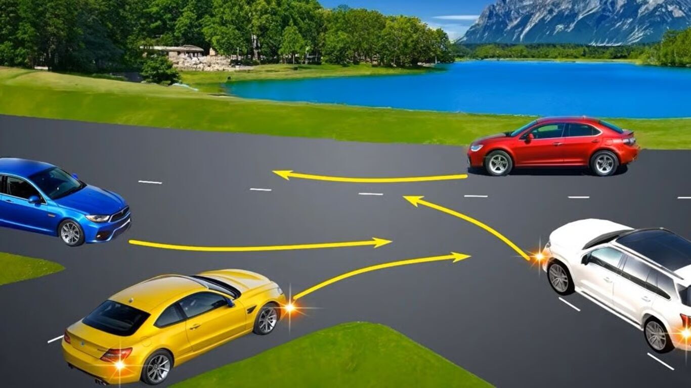 Как разъехаться четырем автомобилям на нетипичном перекрестке: хитрый тест по ПДД