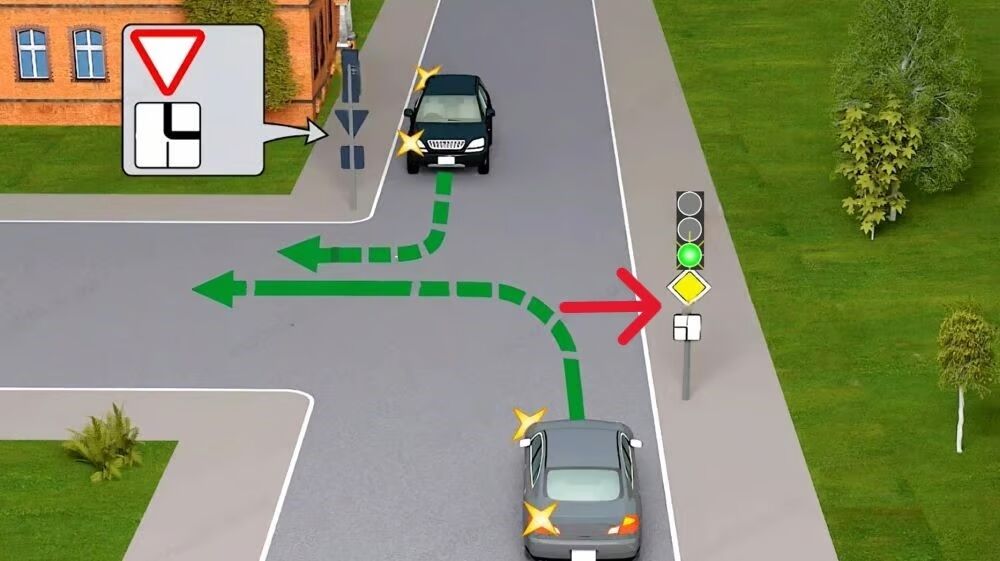 В этом тесте по ПДД многие ошибаются: какой из автомобилей проедет перекресток первым