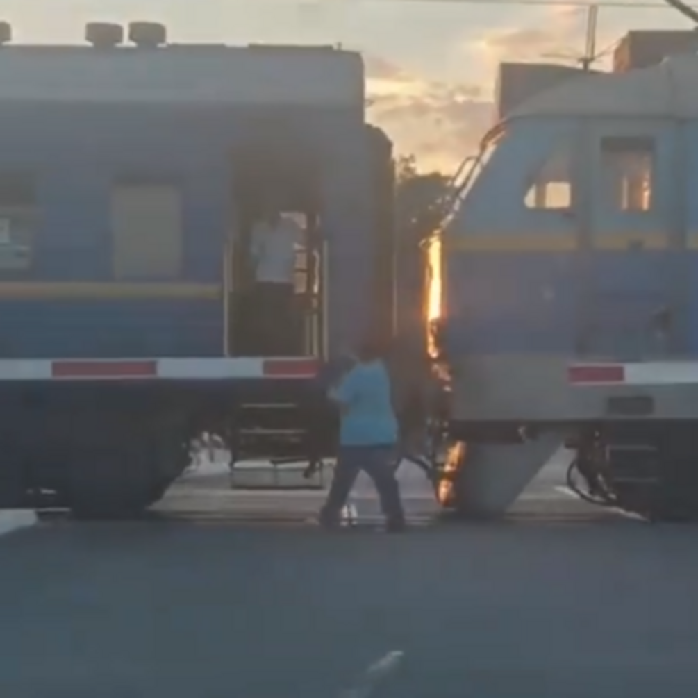 Сильная женщина: сеть позабавило видео необычной остановки поезда в Украине