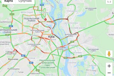 Київ після послаблення карантину скували масштабні затори: як об'їхати. Карта