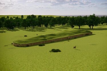 Художественная реконструкция пирамиды из камней в Хэзлтон Норте