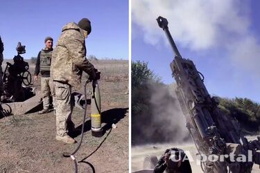 Зарядка M982 Excalibur и выстрел из гаубицы M777