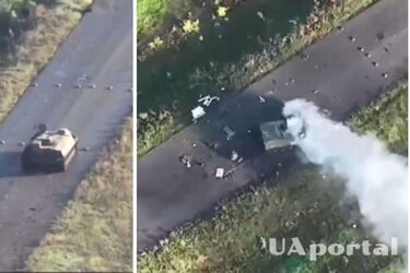 БТР окупантів на дорозі наїхав на міну