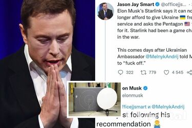 Ілон Маск образився на експосла Мельника та припиняє фінансування Starlink в Україні (фото)