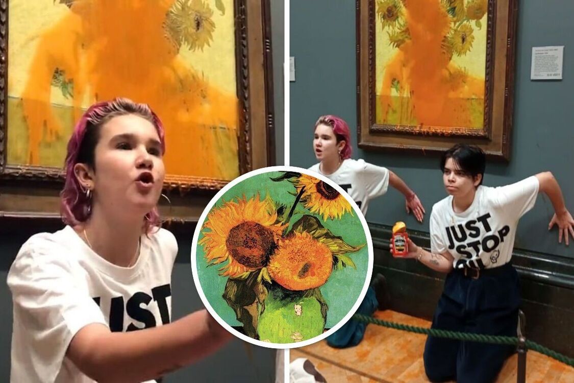 В Лондоне активистки залили супом картину Ван Гога 'Подсолнухи' – видео