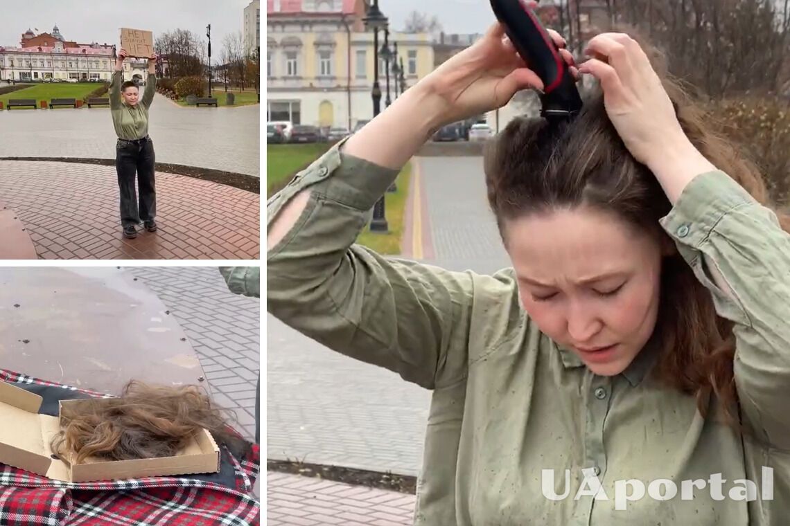 В Томске россиянка побрила голову в знак протеста