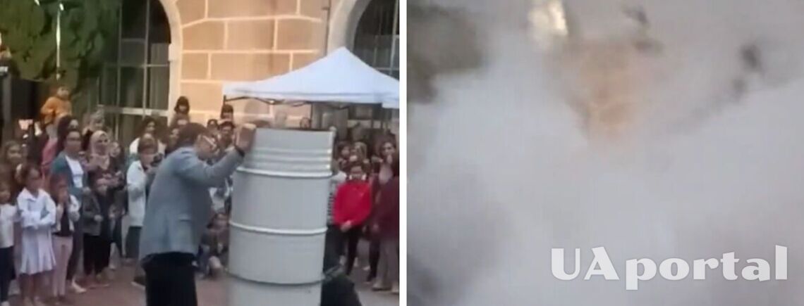 На фестивале науки в Испании бочка с азотом взорвалась и разлетелась в сторону зрителей (видео)