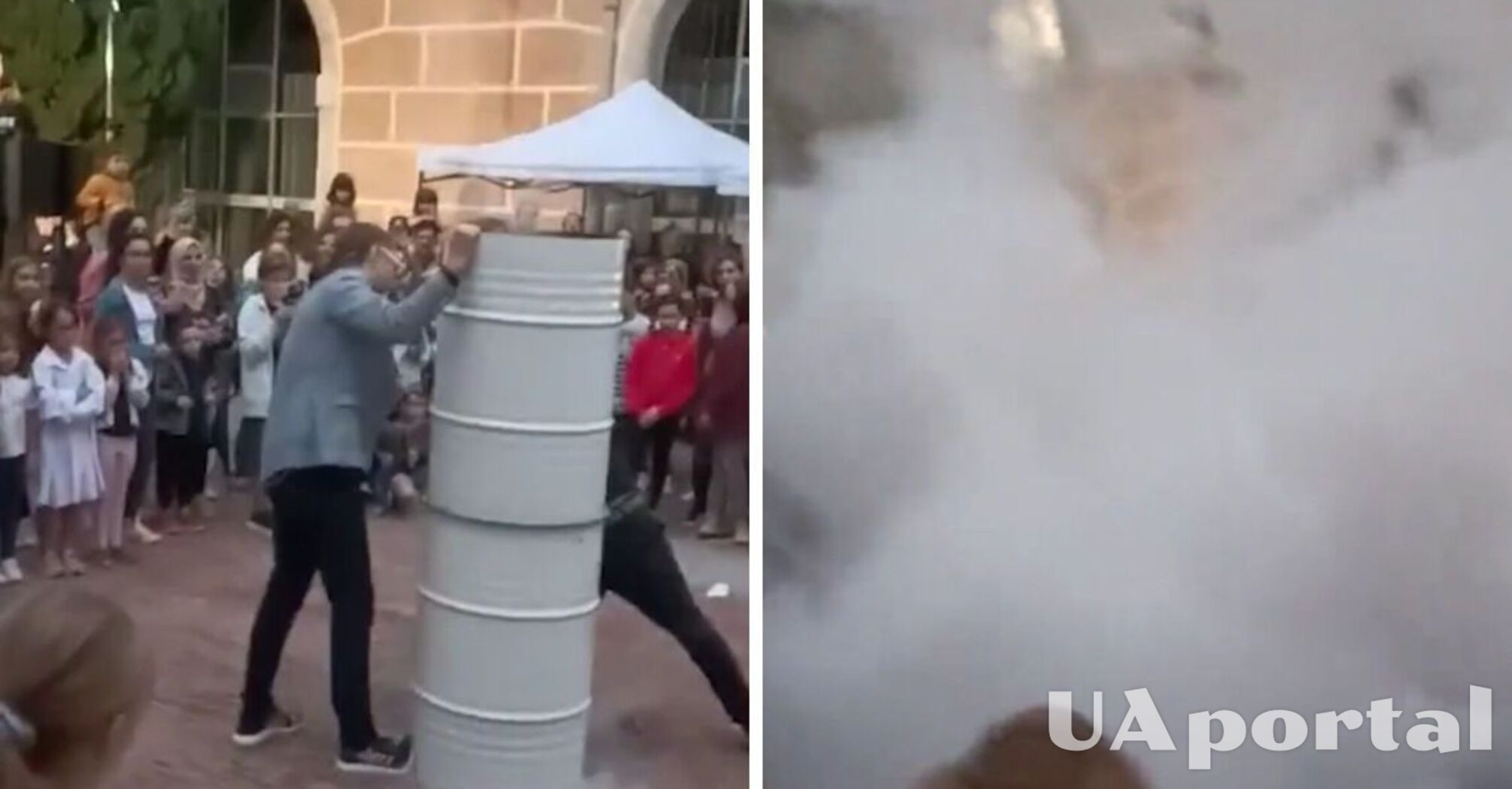 На фестивалі науки в Іспанії бочка з азотом вибухнула та розлетілася у бік глядачів (відео)
