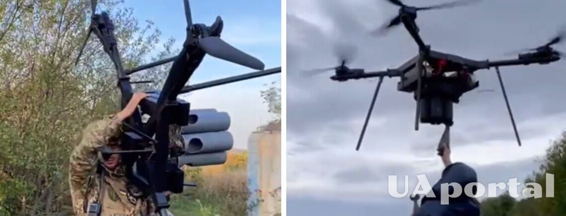 З'явилося відео заряджання величезного дрону 'супер-бомбера' у польоті