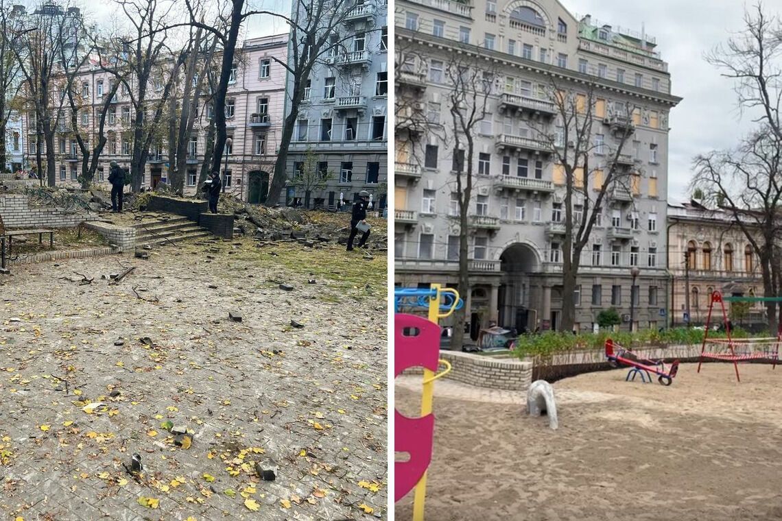 'Воронки уже нет': на детской площадке в Киеве устранили следы российской ракеты (видео)