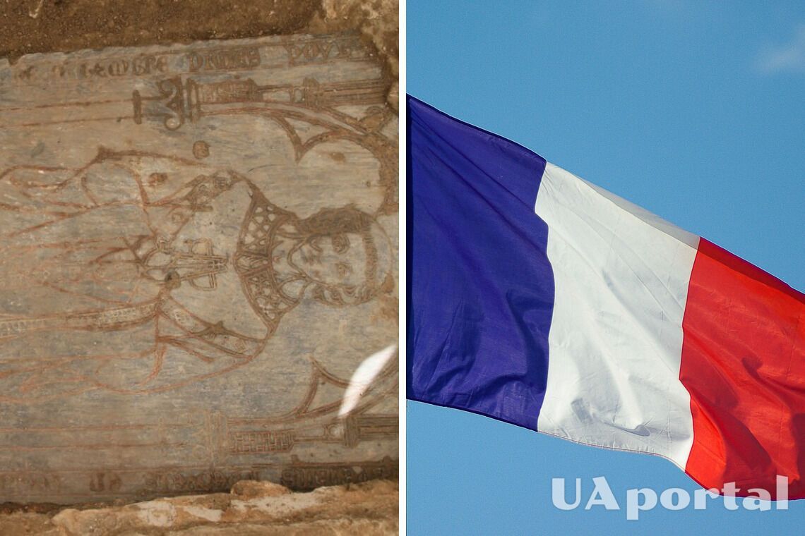 Во Франции обнаружили поразительную средневековую надгробную плиту, на которой сохранилась стойкая красная краска (фото)