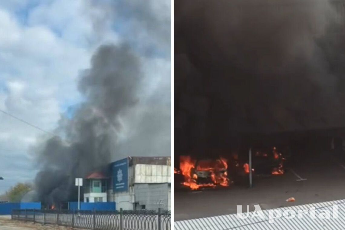 У Херсоні біля будівлі 'поліції' окупантів спалахнула сильна пожежа (відео)