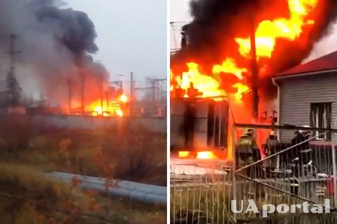 На росії спалахнула потужна пожежа на підстанції (відео)