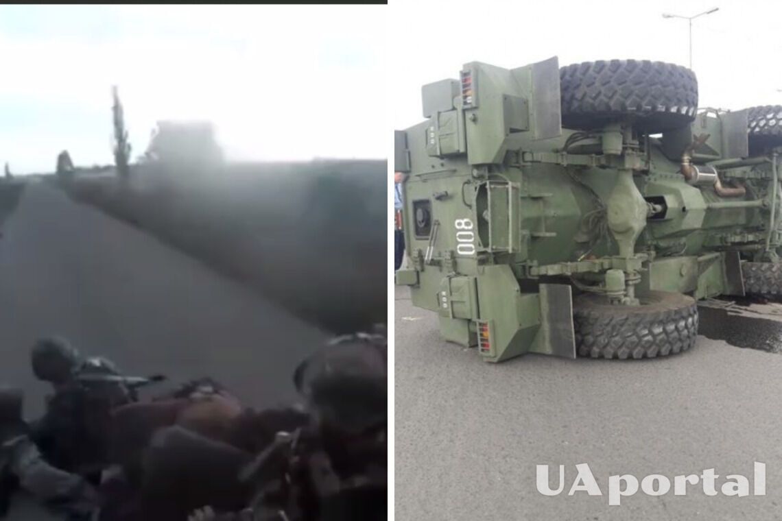They were running away so fast that they turned over: Occupiers crushed by an overturned armoured vehicle (video)