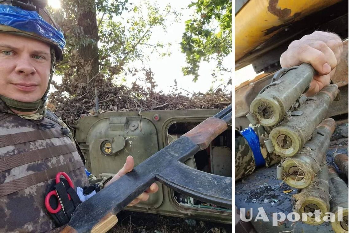 Дмитро Комаров показав дерев'яні автомати та навчальні гранати на позиціях окупантів