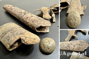 В Киеве обнаружили археологические образцы оправы холодного оружия, которые хотели вывезти в США под видом запчастей к сельхозтехнике