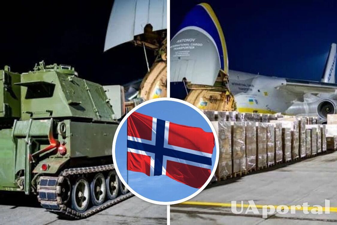 Be brave like Bucha: появились фото из Норвегии, где на самолет загружают САУ M109 для Украины