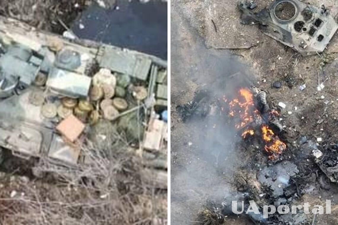 Ефектне відео знищення російського мініскладу з мінами та фото ліквідації російського танку