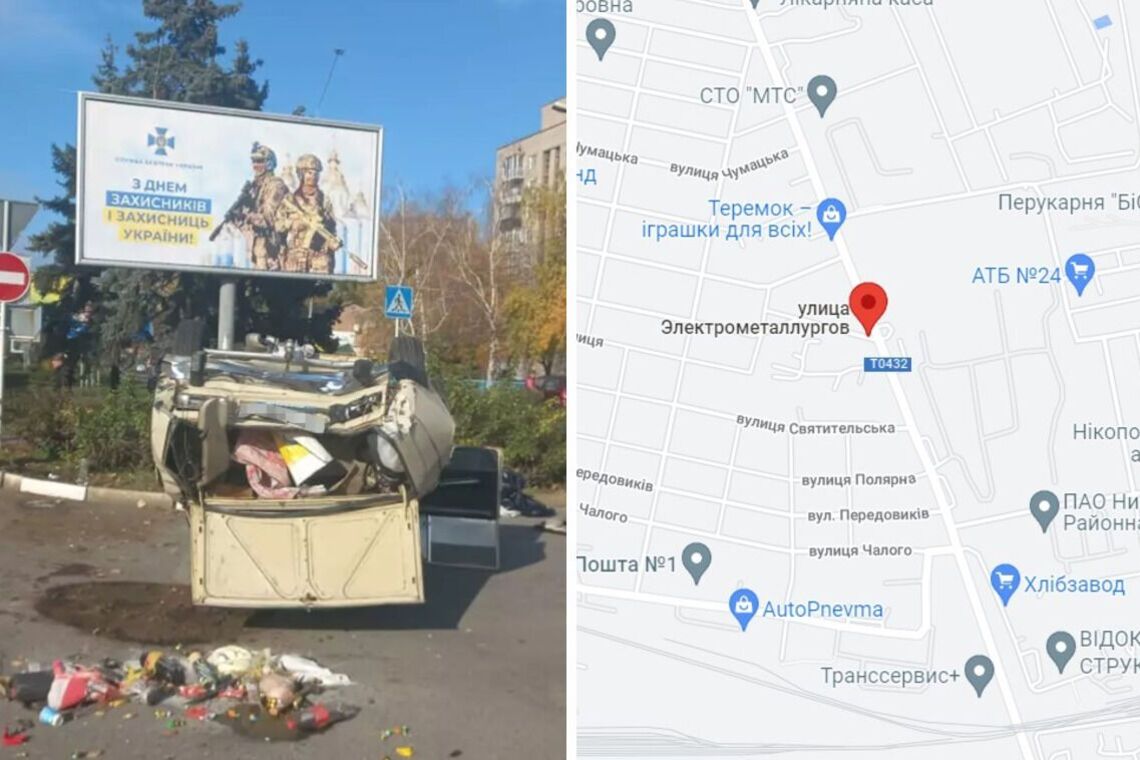 На Дніпропетровщині легковик перекинувся після зіткнення: у ДТП є постраждала (фото)