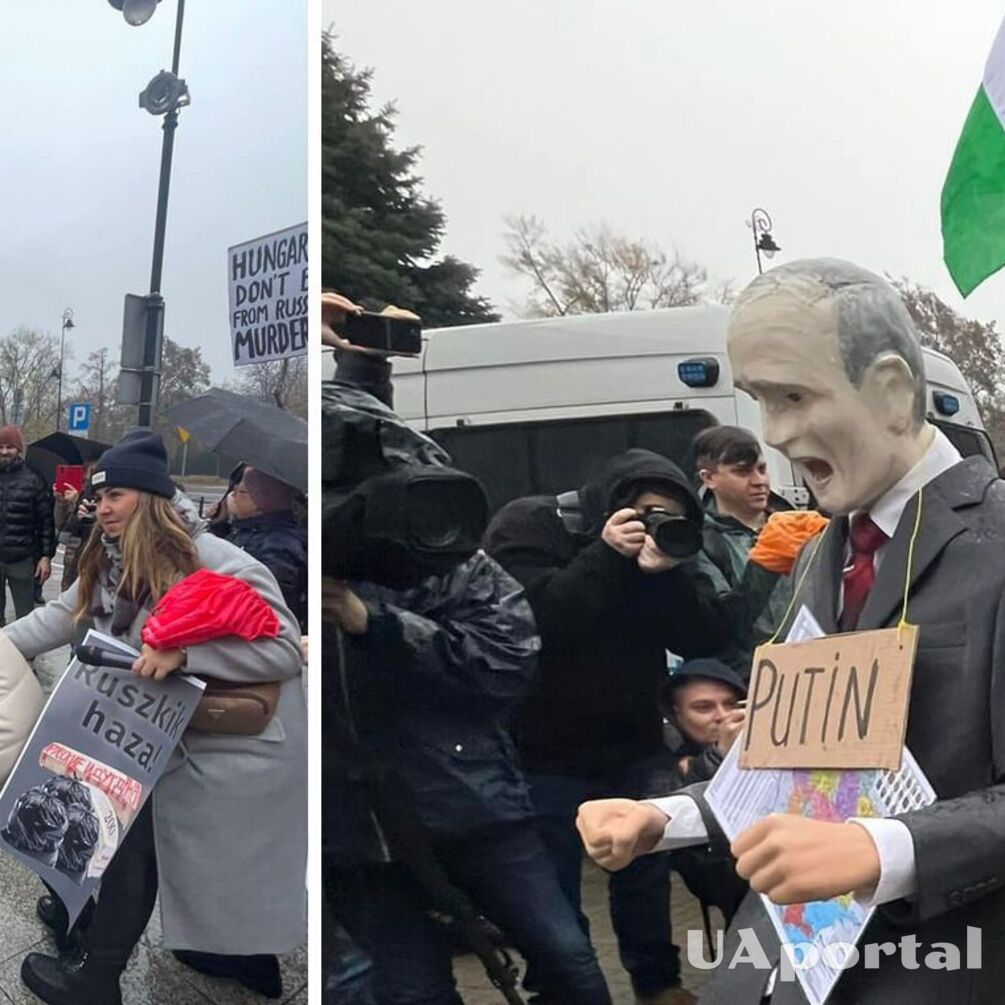 'Извлекали Орбана, который застрял в заднице путина': активисты в Варшаве провели интересный флешмоб (фото)