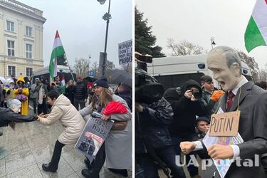 'Витягали Орбана, який застряг у дупі путіна': активісти у Варшаві провели цікавий флешмоб (фото)