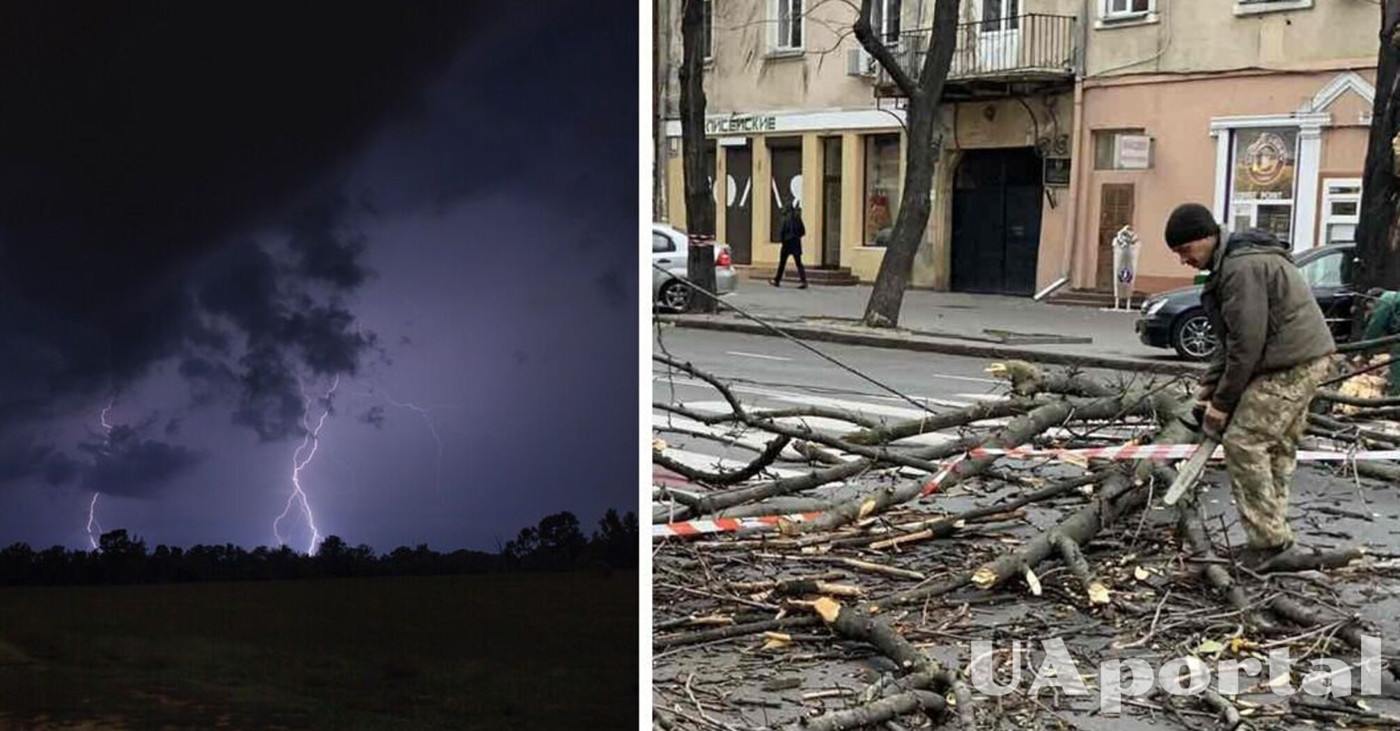 На Одесщине в декабре бушевала непогода с грозой: падали деревья, ветер снес мобильную вышку (фото и видео)