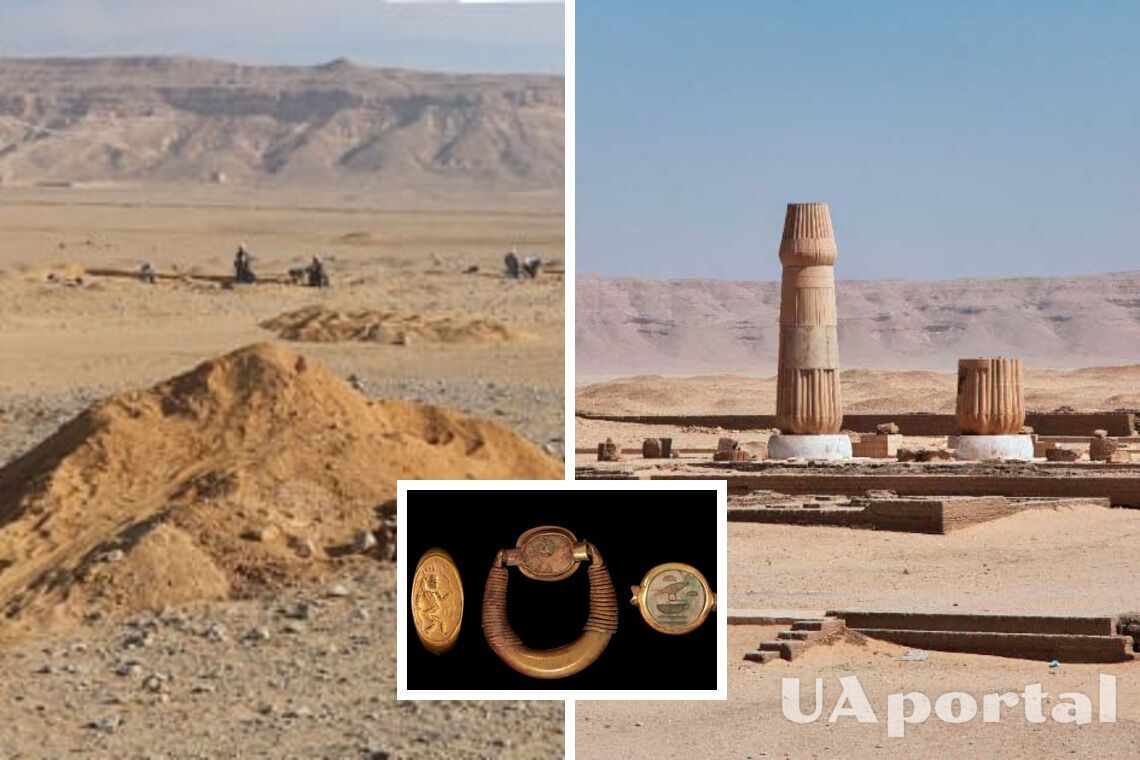 Археологи нашли золотые украшения в некрополе Телл-эль-Амарна, Египет - фото