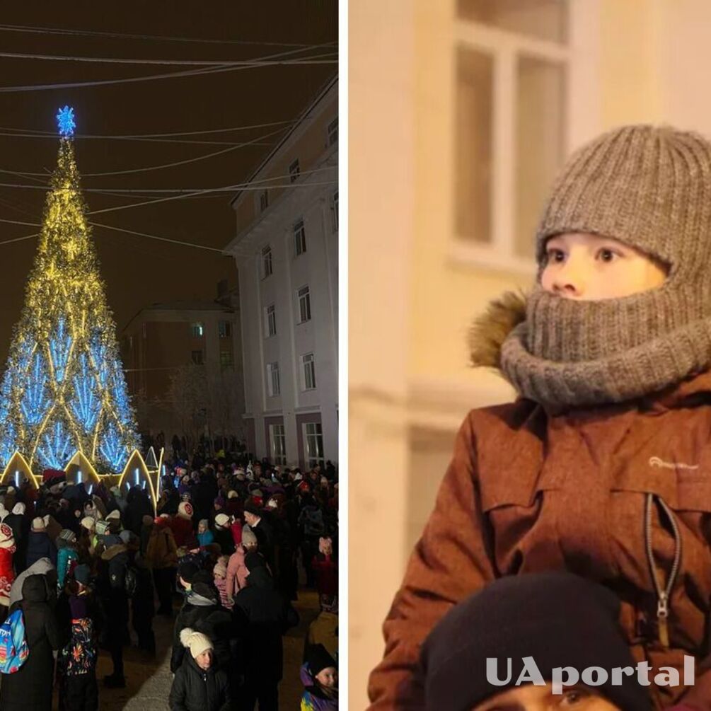 У Кіровську на росії встановили новорічну ялинку в кольорах українського прапора (фото)