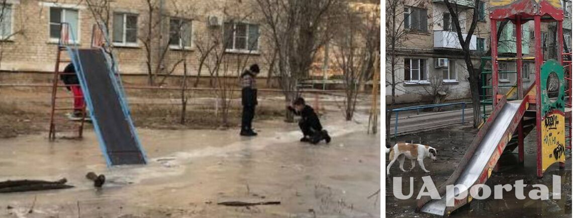 В российской Астрахани дети играли на катке из фекалий (фото)
